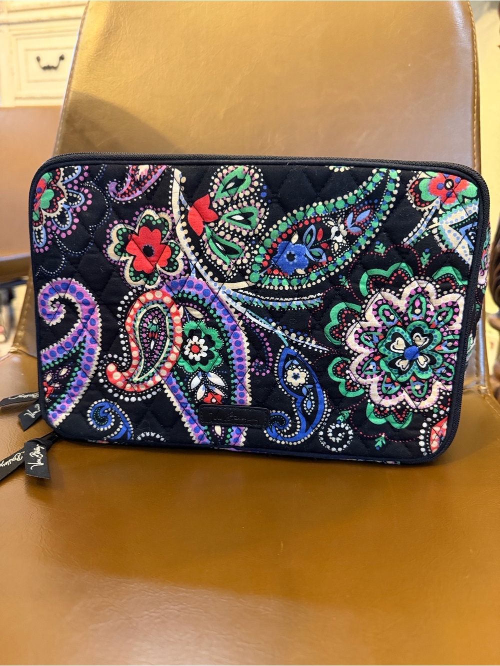Vera Bradley Black Quilted Paisley Cosmetic Pouch